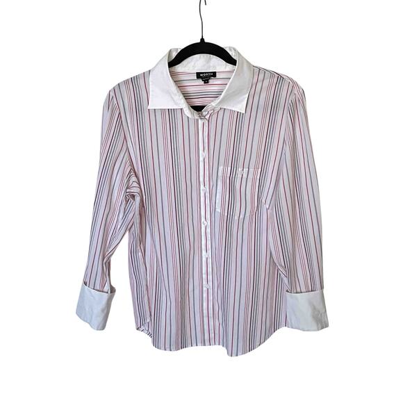Women's Worth New York Button Down Shirt Multicolor Striped Cotton-Blend Size 14 - Picture 1 of 8